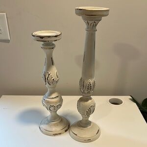 Elegant Cream Candle Holders - large and small bundle